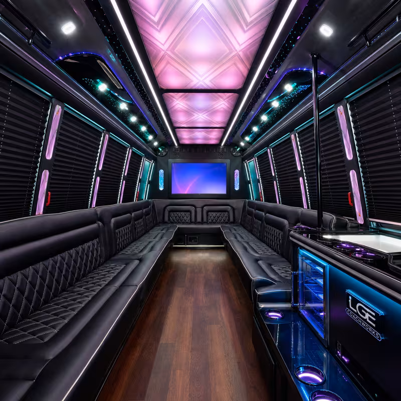 15 Passenger Party Bus Interior