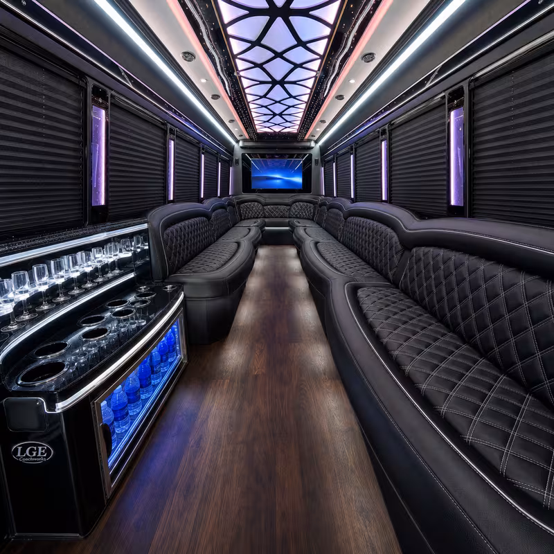18 Passenger Party Bus Interior