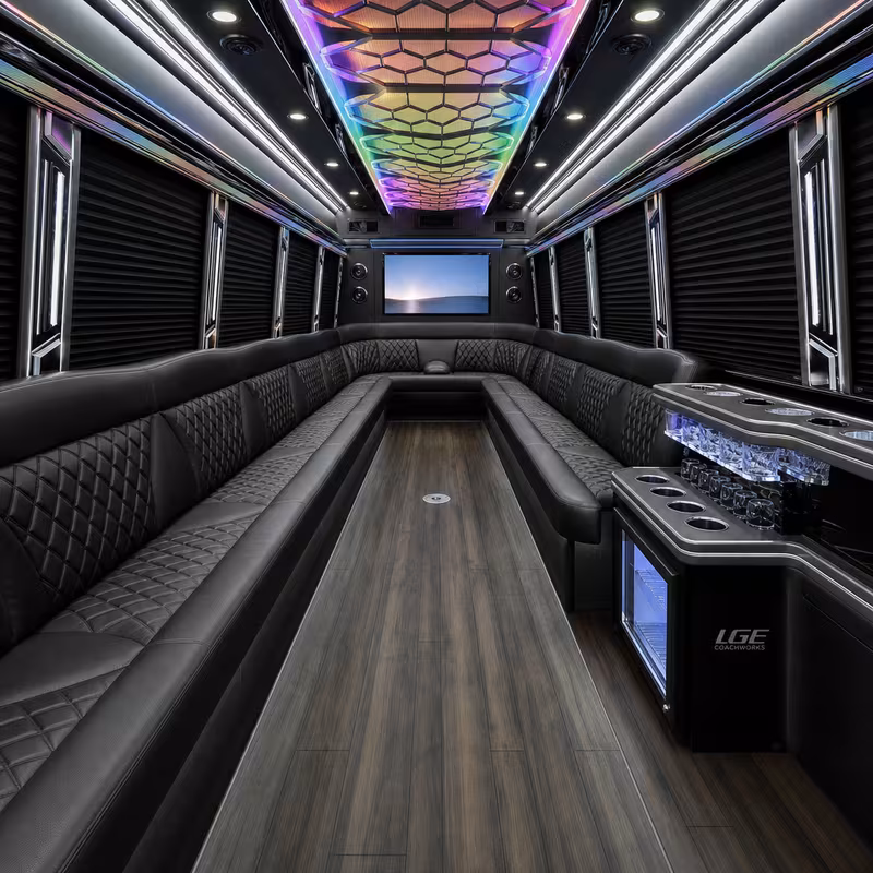 18 Passenger Party Bus Interior