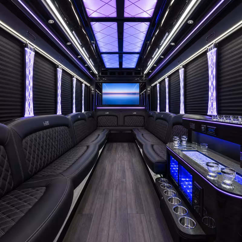 20 Passenger Party Bus Interior