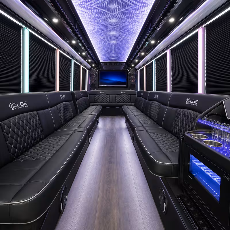 25 Passenger Party Bus Interior