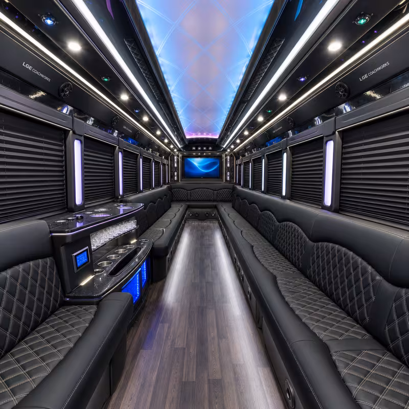 28 Passenger Party Bus Interior