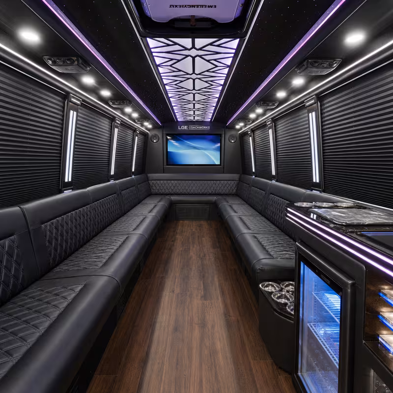 28 Passenger Party Bus Interior