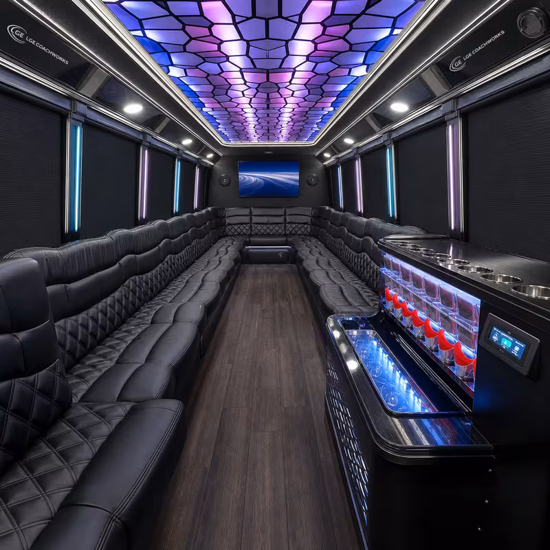 30 Passenger Party Bus Interior