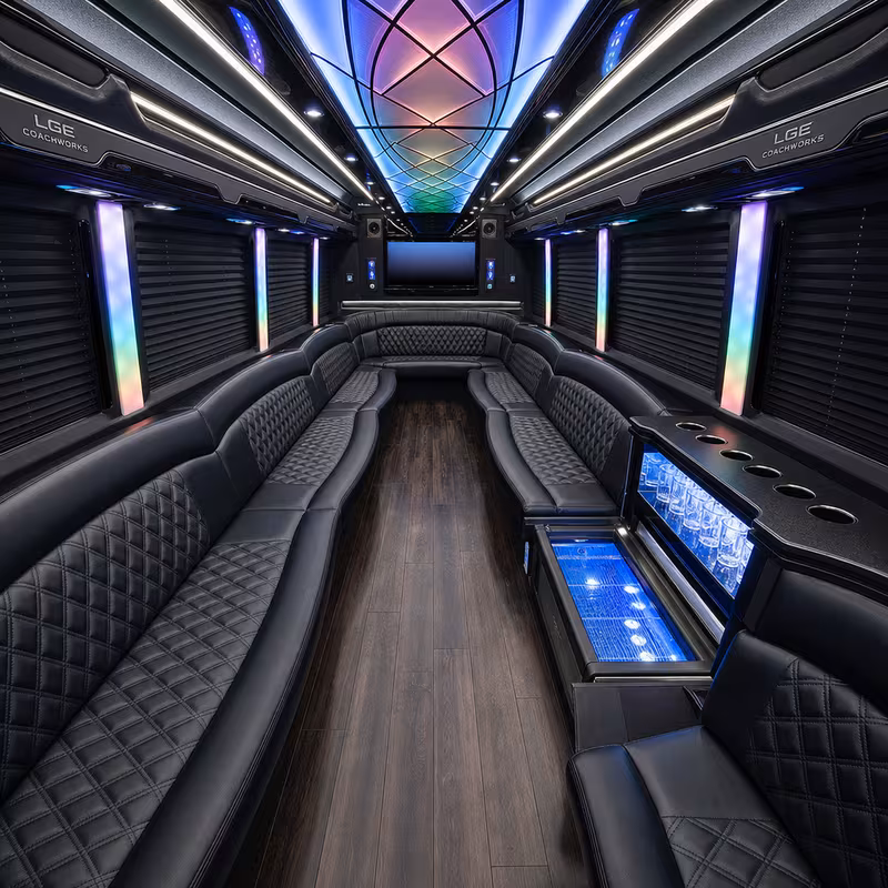 30 Passenger Party Bus Interior