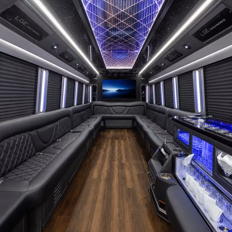 40 Passenger Party Bus Interior