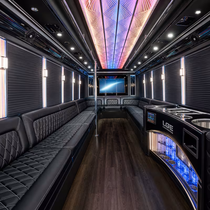 50 Passenger Party Bus Interior