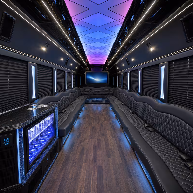 50 Passenger Party Bus Interior