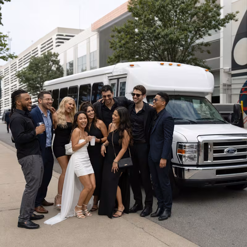 Black Mercedes Sprinter van staged for an Sterling Heights Bachelor & Bachelorette Transportation group