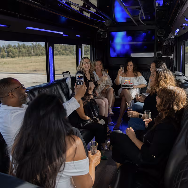 Black Mercedes Sprinter van staged for an Sterling Heights Birthday Transportation group