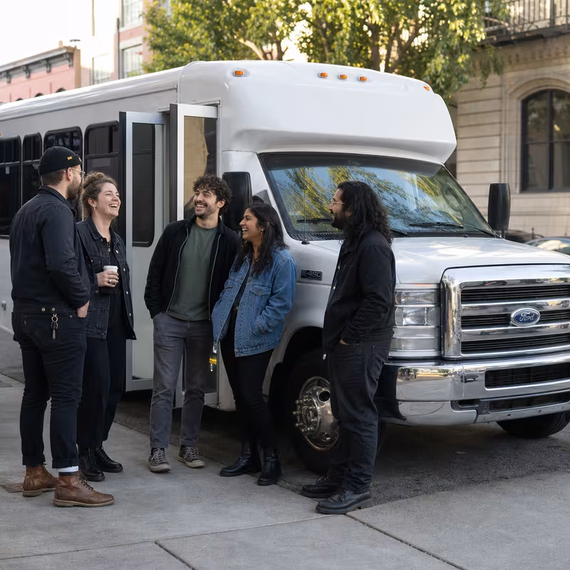 Black Mercedes Sprinter van staged for an Sterling Heights Concert Transportation group