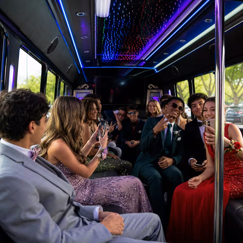 Black Mercedes Sprinter van staged for an Sterling Heights Prom & Homecoming Transportation group